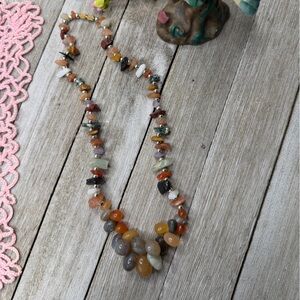 Multicolor Natural Gemstone Polished Beaded Necklace